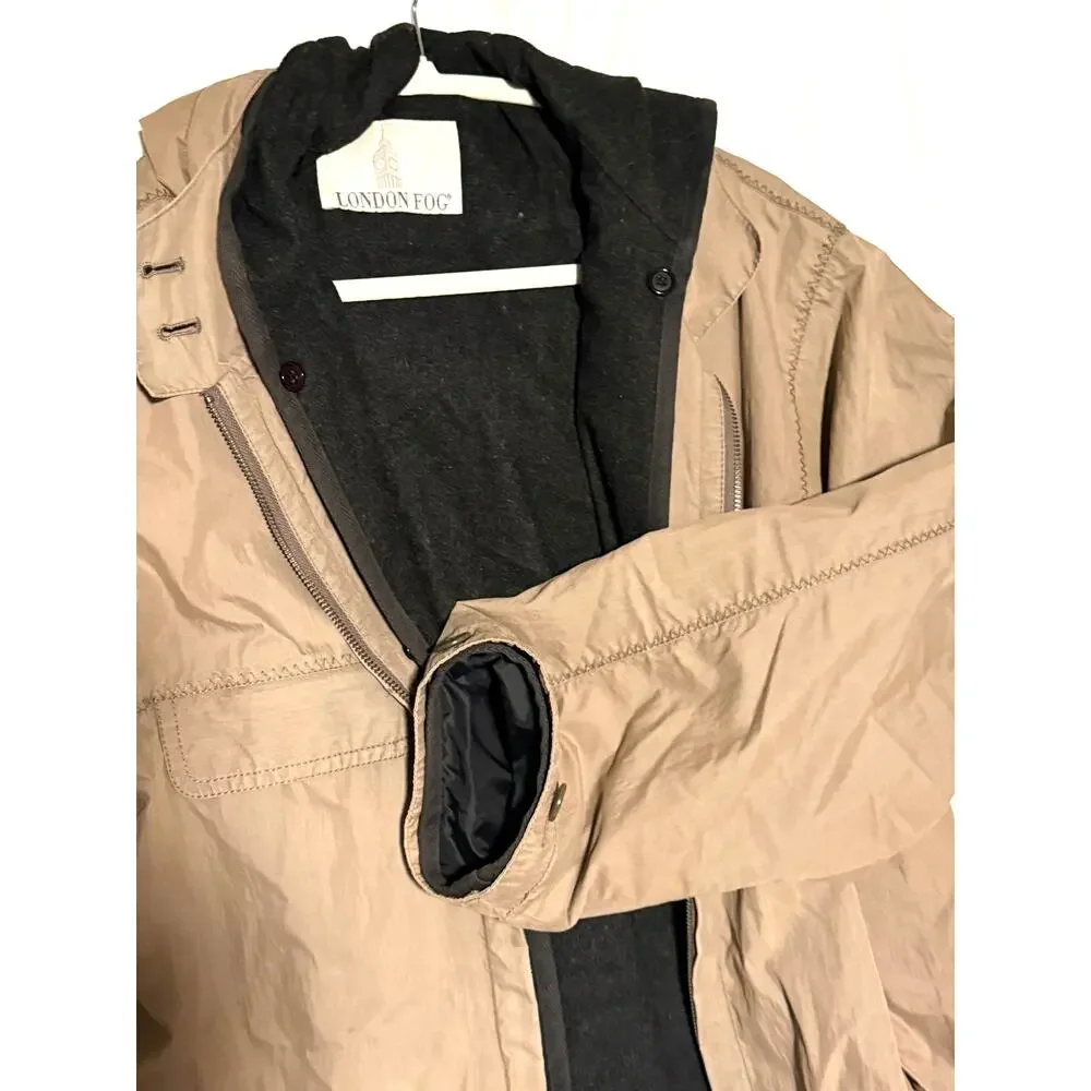 London Fog Insulated Field Jacket Men's M w/ hoodie and removeable wool lining